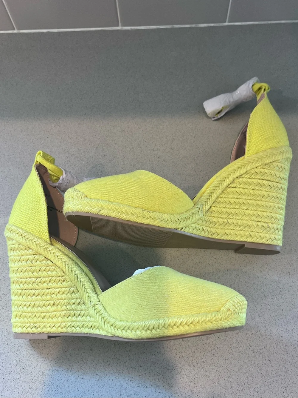 Espadrille Wedge Heels Ankle Ribbon Wrap  Jenala Sz 9 1/2